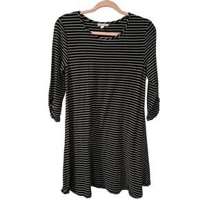 Garnet Hill French Terry A-Line Tunic‎ Black white stripe Womens small